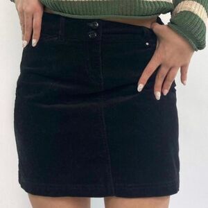 White House Black Market Black Corduroy Mini Skirt Size 2